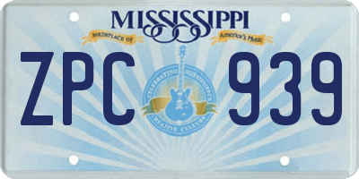 MS license plate ZPC939