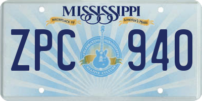 MS license plate ZPC940