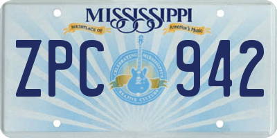 MS license plate ZPC942
