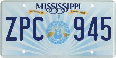 MS license plate ZPC945