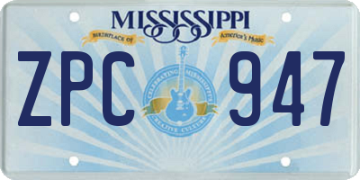 MS license plate ZPC947
