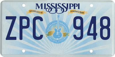 MS license plate ZPC948