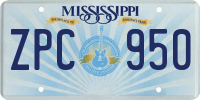 MS license plate ZPC950