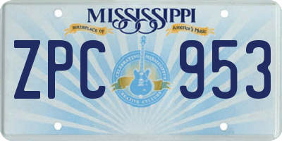 MS license plate ZPC953