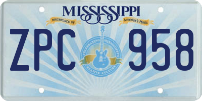 MS license plate ZPC958