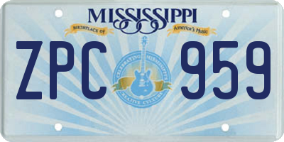MS license plate ZPC959