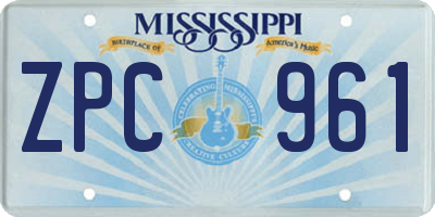 MS license plate ZPC961