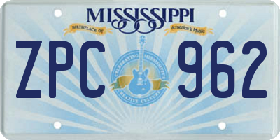 MS license plate ZPC962