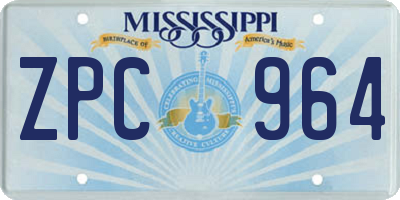 MS license plate ZPC964