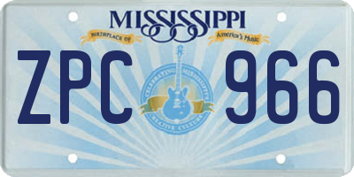 MS license plate ZPC966