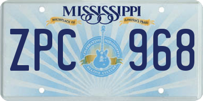 MS license plate ZPC968