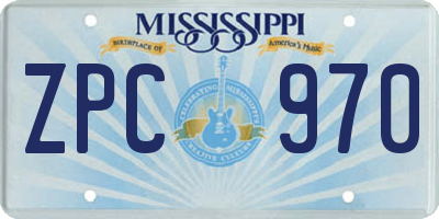 MS license plate ZPC970