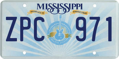 MS license plate ZPC971
