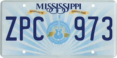 MS license plate ZPC973
