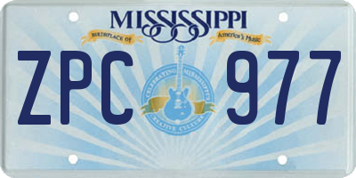 MS license plate ZPC977