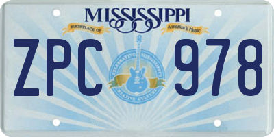 MS license plate ZPC978