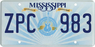 MS license plate ZPC983