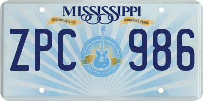 MS license plate ZPC986