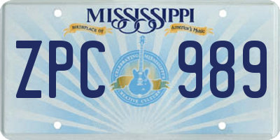 MS license plate ZPC989