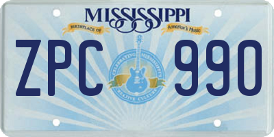 MS license plate ZPC990