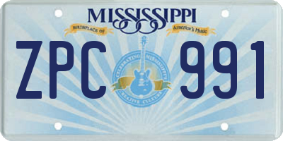 MS license plate ZPC991