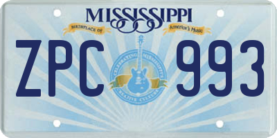 MS license plate ZPC993