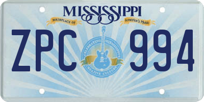 MS license plate ZPC994