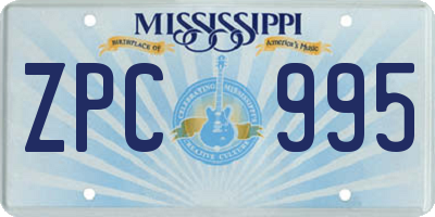 MS license plate ZPC995