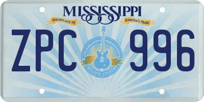 MS license plate ZPC996