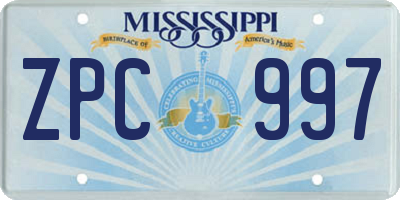 MS license plate ZPC997