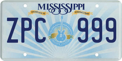 MS license plate ZPC999