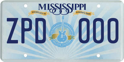 MS license plate ZPD000