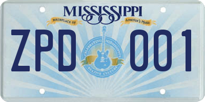 MS license plate ZPD001