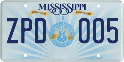 MS license plate ZPD005