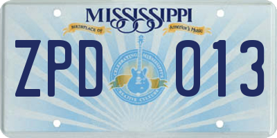 MS license plate ZPD013