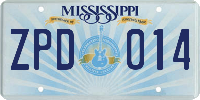MS license plate ZPD014