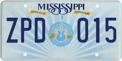 MS license plate ZPD015
