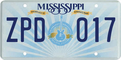 MS license plate ZPD017