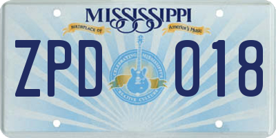 MS license plate ZPD018