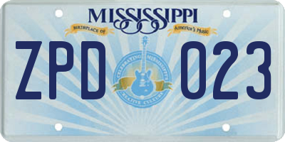 MS license plate ZPD023