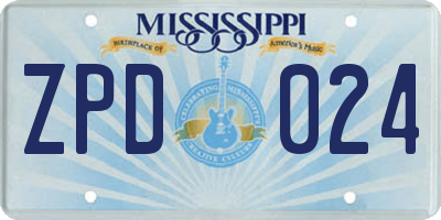 MS license plate ZPD024