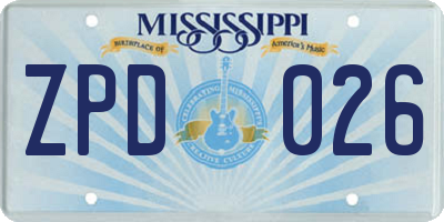 MS license plate ZPD026