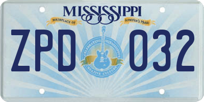 MS license plate ZPD032