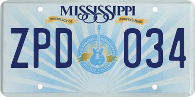 MS license plate ZPD034