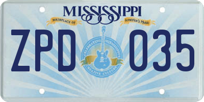 MS license plate ZPD035
