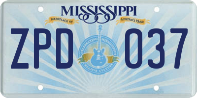 MS license plate ZPD037