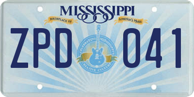 MS license plate ZPD041
