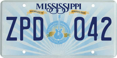 MS license plate ZPD042