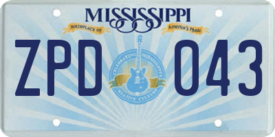 MS license plate ZPD043