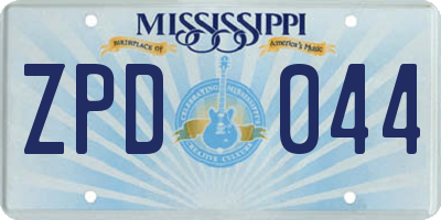 MS license plate ZPD044
